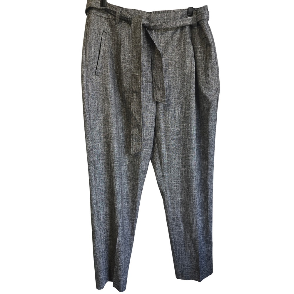 Reitmans Womens Grey Textured High Rise Tapered Belted Dress Pants Size 14